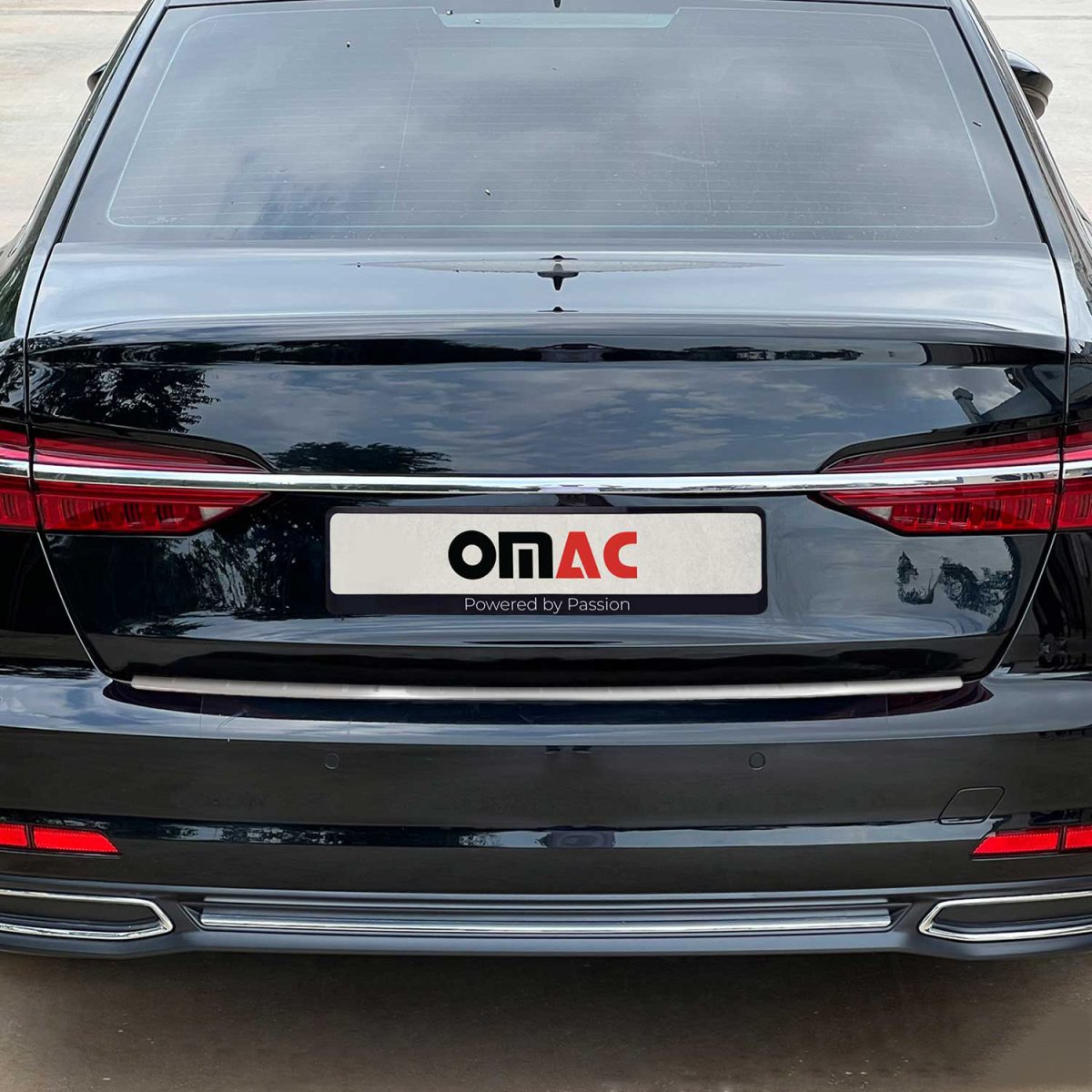 Audi A6 Rear Bumper Sill Cover - Omac - S.Steel - Gloss Silver - '18-'24